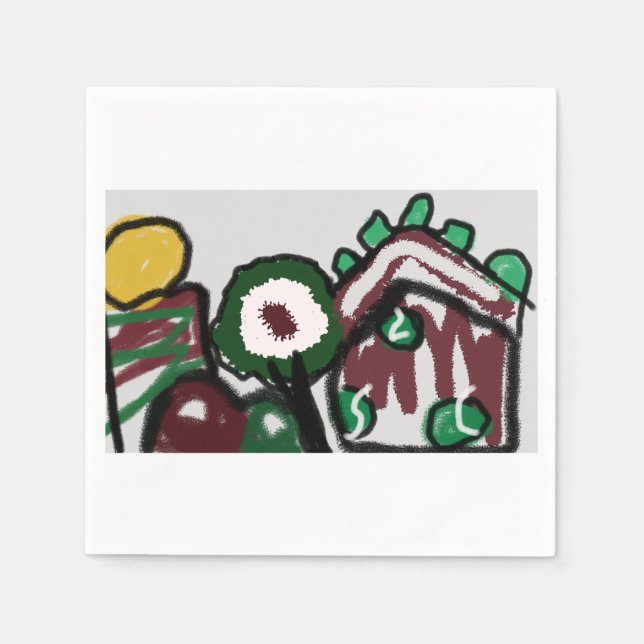Serviette En Papier Pain d'épices maison joie amour (Devant)