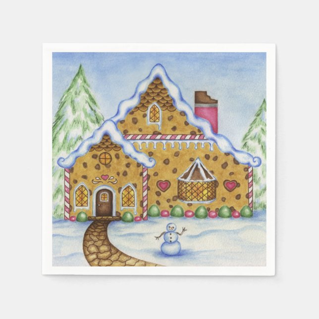 Serviette En Papier Pain d'épices Maison Noël Fête de Vacances Naples (Devant)