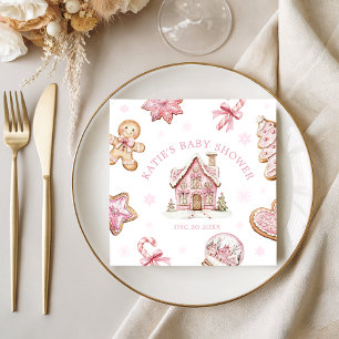 Serviette En Papier Pain d'épices rose Baby shower biscuit fille