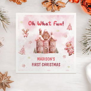 Serviette En Papier Pain d'épices rose Maison Noël Premier anniversair