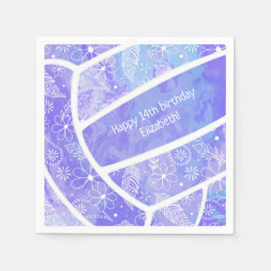 Serviette En Papier Paisley floral doodé violet volley
