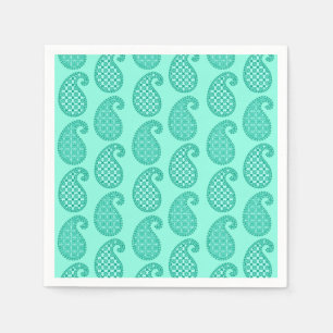 Serviette En Papier Paisley motif, aqua et turquoise