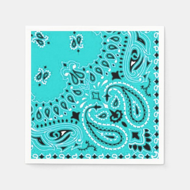 Serviette En Papier Paisley Turquoise Bandana Scarf BBQ Pique-nique Na (Devant)