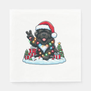 Serviette En Papier Paix Main Terre-Neuve Chien Lumières de Noël Femme