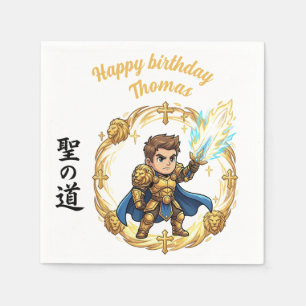 Serviette En Papier Paladin Holy Knight RPG Anime Chibi Gamer Birthday