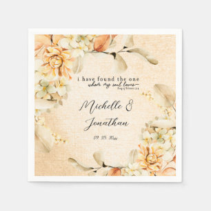 Serviette En Papier Pale Coloré Automne Floral Mariage