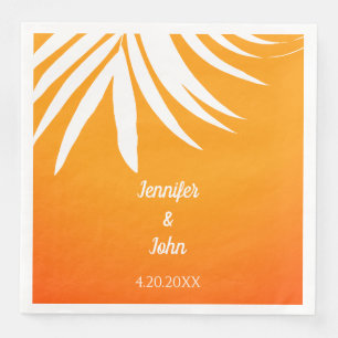 Serviette En Papier Palm Feuille Sunset Orange Cool Tropical Mariage