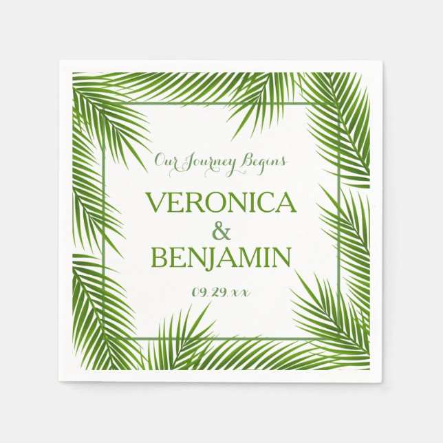Serviette En Papier Palm Feuilles Tropical Beach Mariage (Devant)