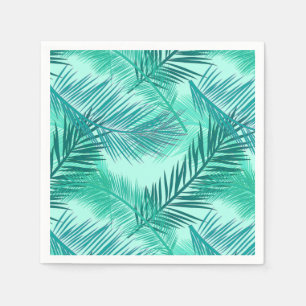 Serviette En Papier Palm Leaf Print, Turquoise, Turquoise et Aqua