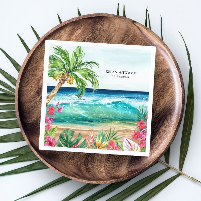 Serviette En Papier Palm Paradise Plage tropicale Mariage, Douche, Lua (Créateur téléchargé)