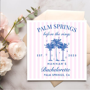 Serviette En Papier Palm Springs Avant Les Anneaux Bachelorette Bleue