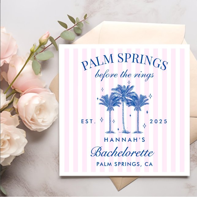 Serviette En Papier Palm Springs Avant Les Anneaux Bachelorette Bleue (Créateur téléchargé)