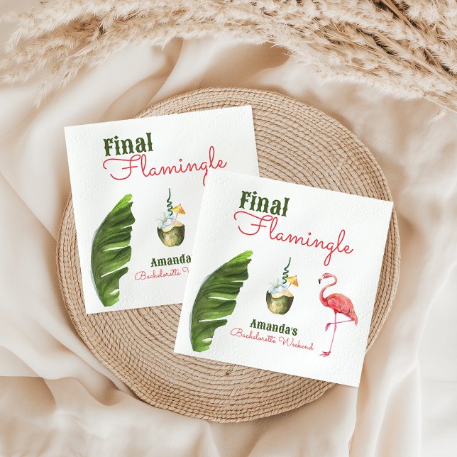 Serviette En Papier Palm Springs Dernière Flamingle Bachelorette Party (Créateur téléchargé)