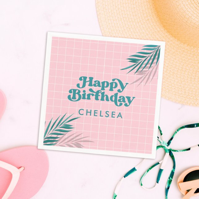 Serviette En Papier Palm Springs Pool Party Rose Adulte Anniversaire (palm springs pink pool party napkins)