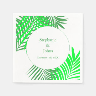 Serviette En Papier Palm Tree Art Green Feuilles Mariage élégant