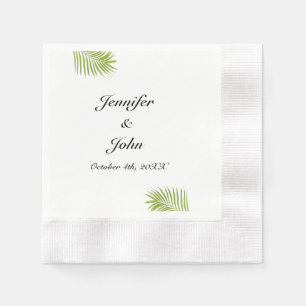 Serviette En Papier Palm Tree Foliage Vert Aquarelle Feuille Mariage