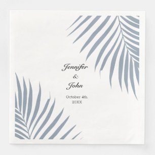 Serviette En Papier Palm Tree Folift Dusty Blue Feuille Mariage Cool