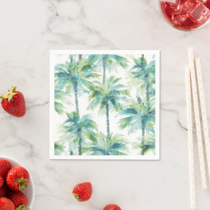 Serviette En Papier Palmier Bleu Vert Cyan