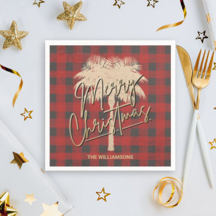 Serviette En Papier Palmier d'or Buffle rouge Plaid Noël