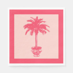 Serviette En Papier Palmier pointu dans les tons rose corail