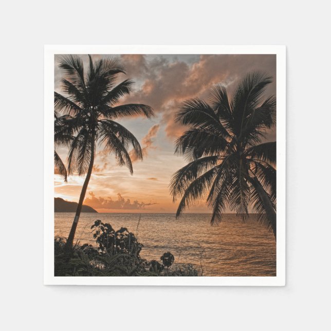 Serviette En Papier Palmiers Tropical Sunset Beach (Devant)