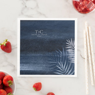 Serviette En Papier Palmiers Tropicaux de Minuit Bleu Humeur ID1322