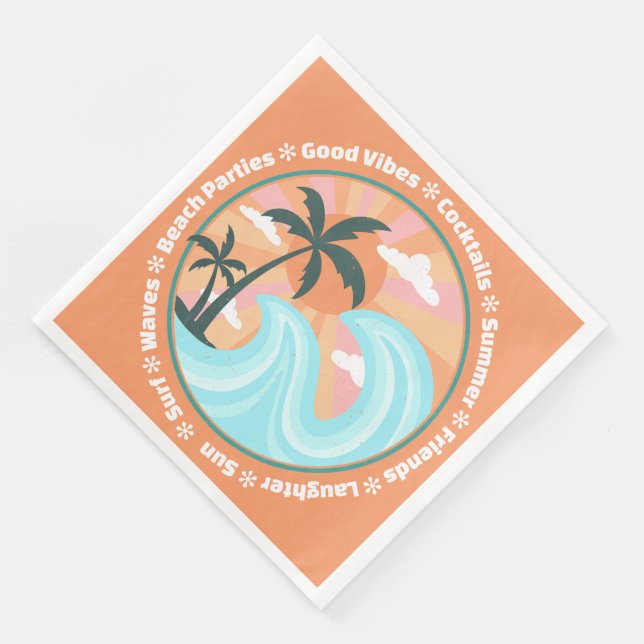 Serviette En Papier Palmiers tropicaux Hawaiian Island Good Vibes (Coin)