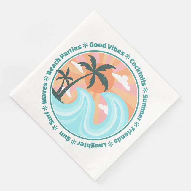 Serviette En Papier Palmiers tropicaux Hawaiian Island Good Vibes (Coin)