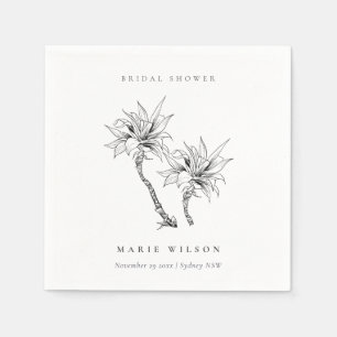 Serviette En Papier Palmiers Tropicaux Noir Blanc Esquisse Mariage