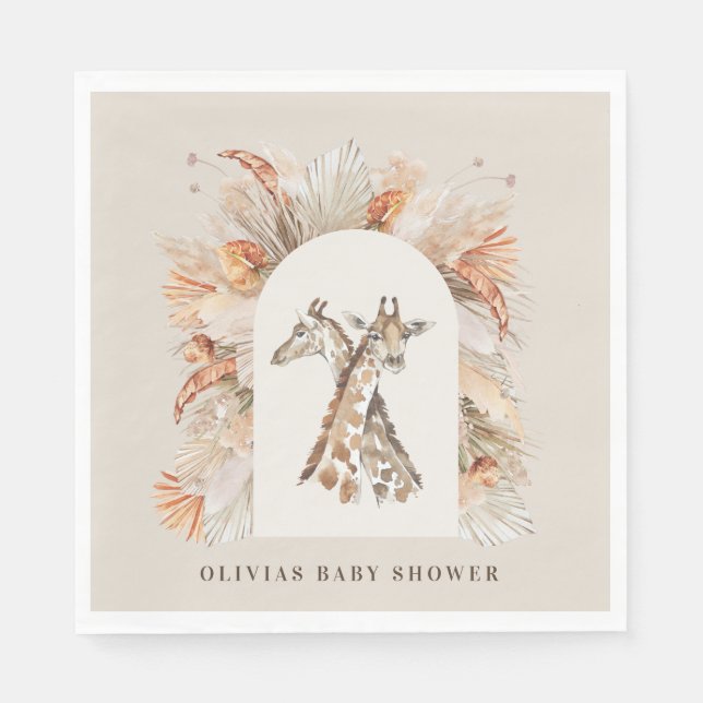 Serviette En Papier Pampas botanique herbe girafe moderne safari chic (Devant)