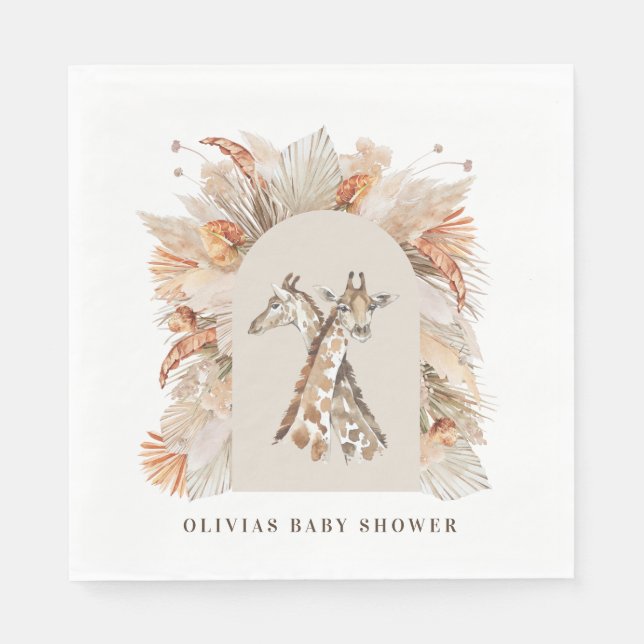 Serviette En Papier Pampas botanique herbe girafe moderne safari chic (Devant)