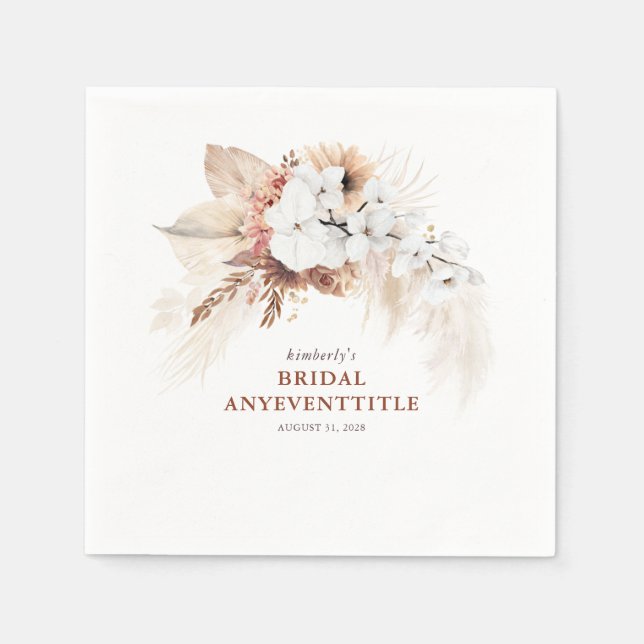 Serviette En Papier Pampas d'herbe florale en terre cuite pour tout év (Devant)