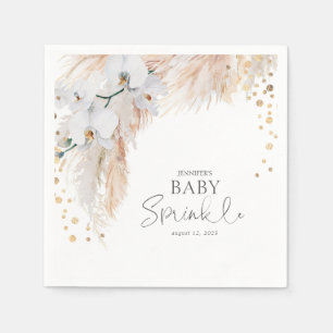 Serviette En Papier Pampas Grass Blanc Floral Bébé Parsemer