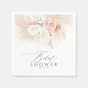 Serviette En Papier Pampas Grass et Fête des mariées de fleurs roses