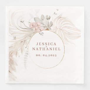 Serviette En Papier Pampas Mariage floral Boho en laiton