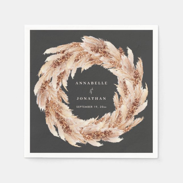Serviette En Papier Pampas naturel moderne bohème pampas herbe mariage (Devant)