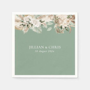 Serviette En Papier pampes herbe sauge vert mariage