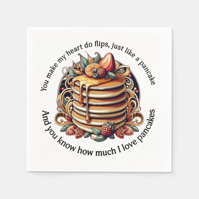 Serviette En Papier Pancake Flips of Love Napkins (Devant)