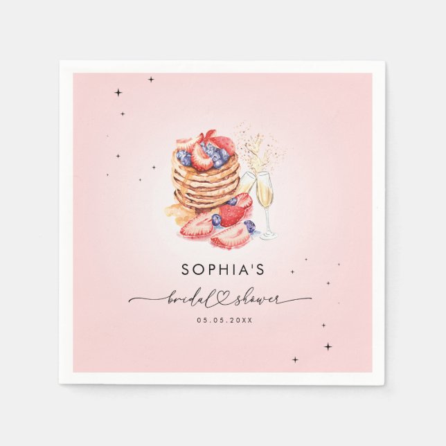 Serviette En Papier Pancakes Brunch & Bubbly Fête des mariées rose (Devant)