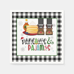Serviette En Papier Pancakes & Pajamas Christmas Party Napkin - BW