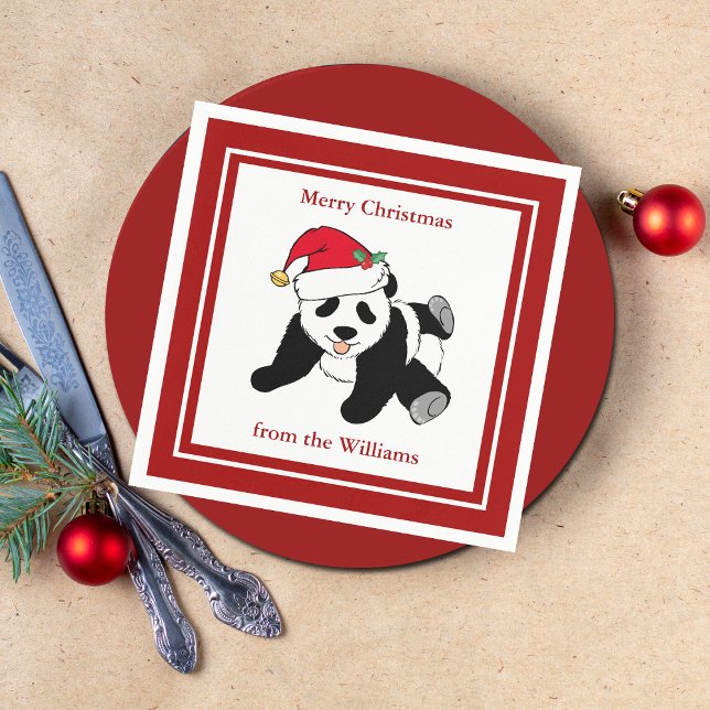 Serviette En Papier Panda Bear Noël mignon Custom Red Party (Créateur téléchargé)