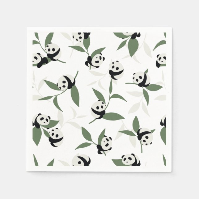 Serviette En Papier Panda Cute Jouer Jardin De Bambou (Devant)