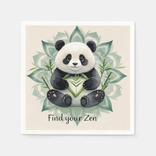 Serviette En Papier Panda dodu assis en position du lotus Zen