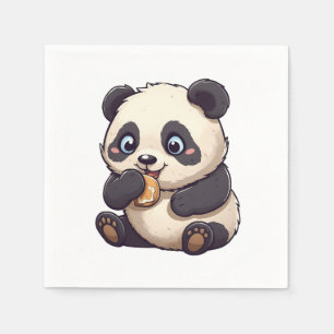 Serviette En Papier Panda mange un biscuit