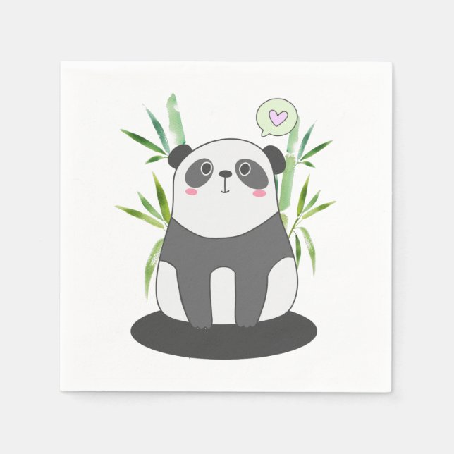 Serviette En Papier Panda noir et blanc mignonne en Bambou (Devant)
