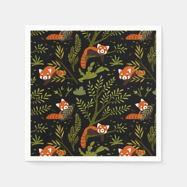 Serviette En Papier Pandas rouges dans la Forêt Noire (Devant)