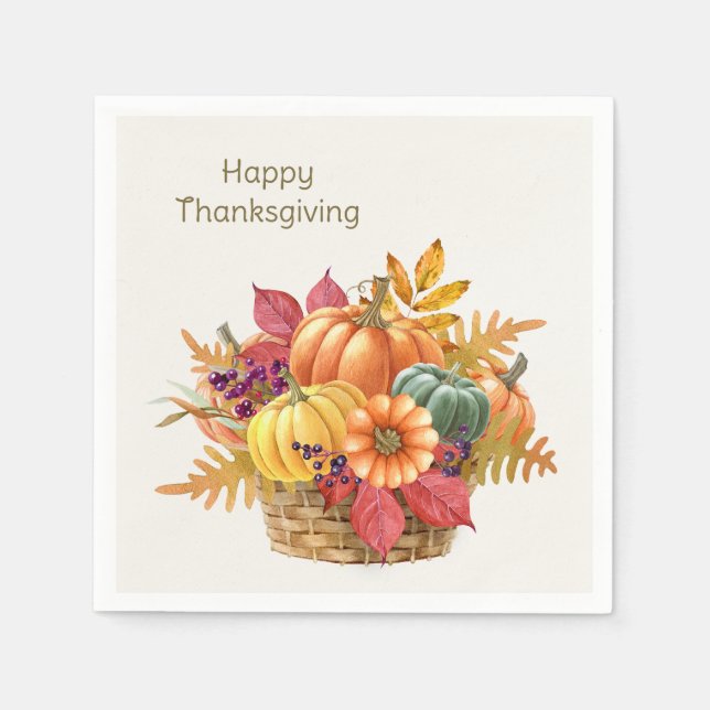 Serviette En Papier Panier Citrouille de Thanksgiving Napkin (Devant)