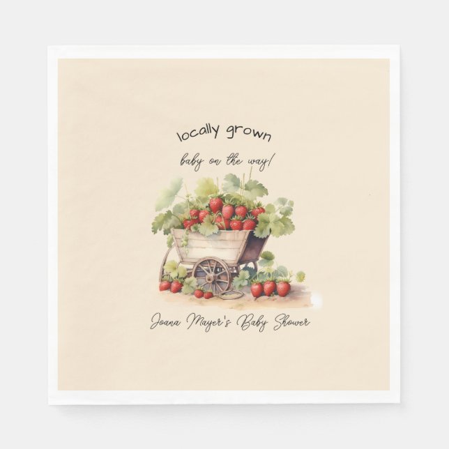 Serviette En Papier Panier de fraises du marché agricole local (Devant)