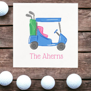 Serviette En Papier Panier de golf personnalisé bleu Preppy