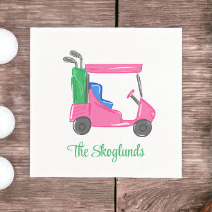 Serviette En Papier Panier de golf Preppy Pink Personnalisé